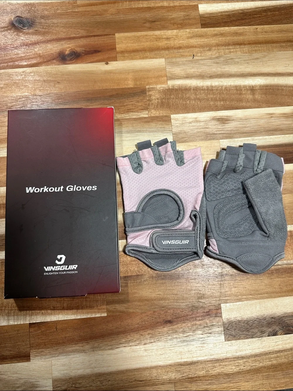 Women's Pink & Gray Half-Finger Workout Gloves 446